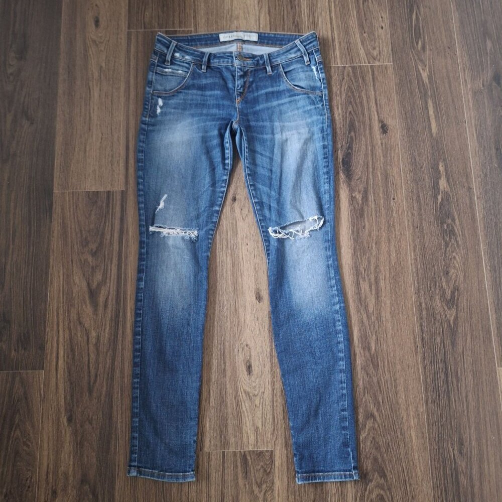 💙 Y2K Guess Denim Jeans Stretch Slim Fit Ankle Zippers Size 29/30 Distressed 20